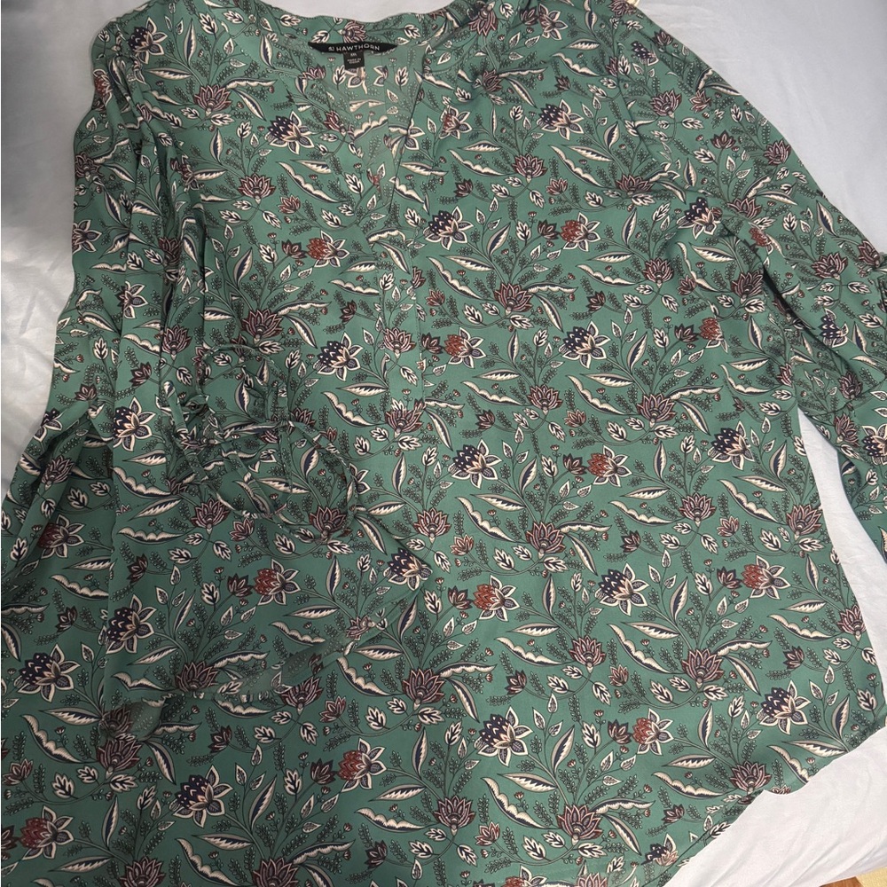 Floral Green Women's Blouse
